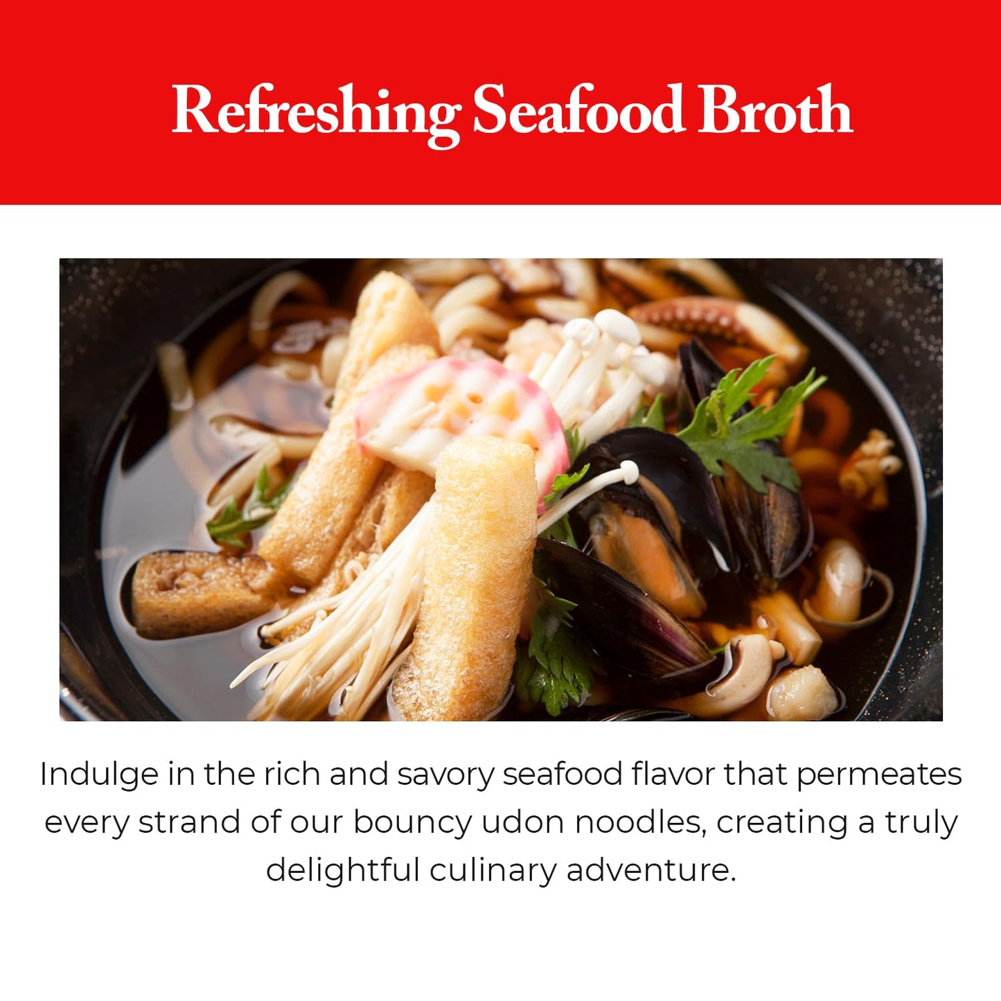 Wang Seafood Udon, Deep and Refreshing Flavor, Noodles Made for Slurping, Pack of 6