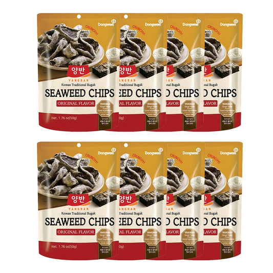 Dongwon YANGBAN Seaweed Chips | Classic Original Flavor | Authentic Korean Seaweed Nori Snack | Crispy and Light | Traditional Kimbugak (김부각) Snack (1.76 oz x 8 packs)