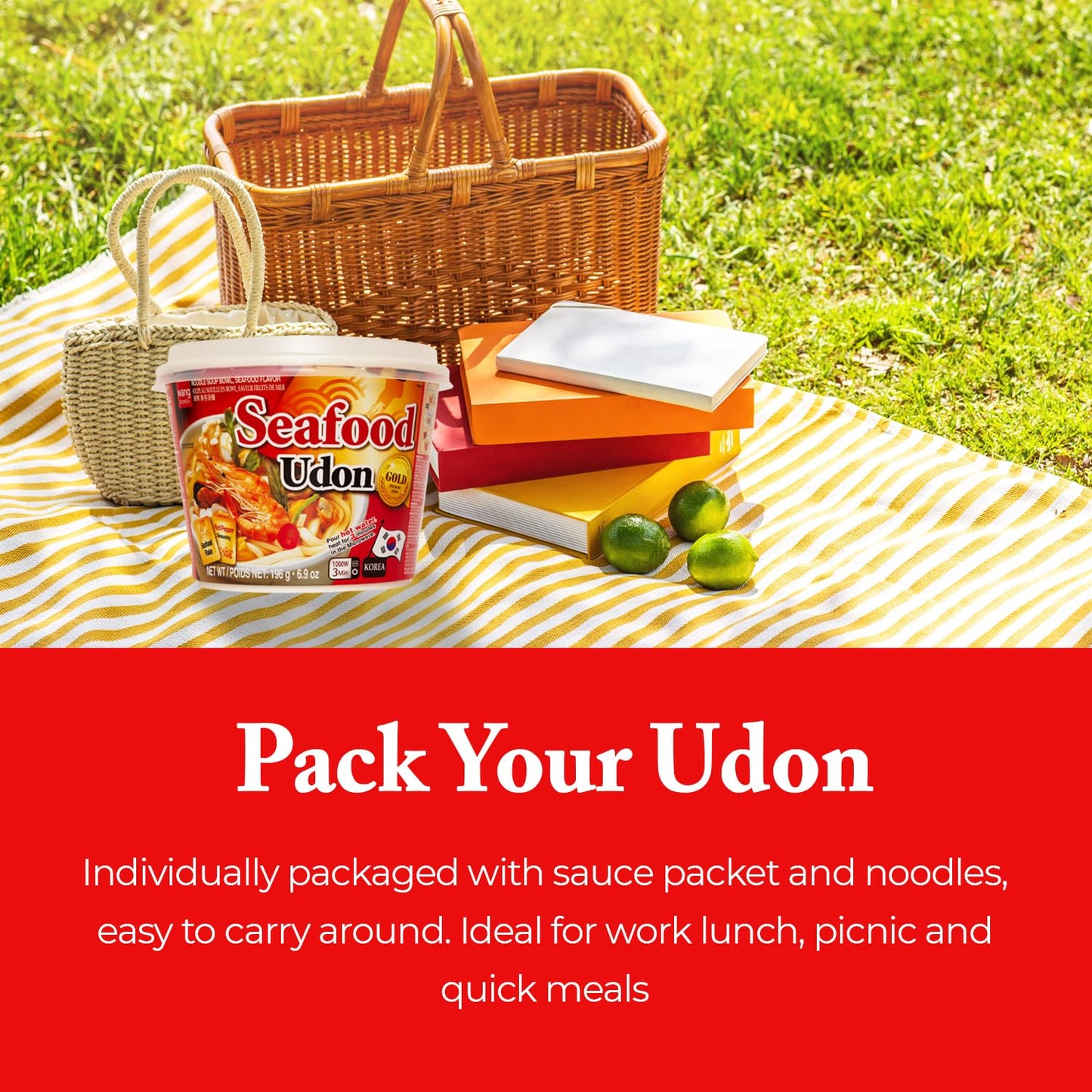 Wang Seafood Udon, Deep and Refreshing Flavor, Noodles Made for Slurping, Pack of 6