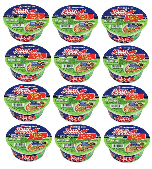 Nongshim Bowl Noodle Instant Noodle Soup Hot&spicy No Msg 12 Packs of 3.03 Oz