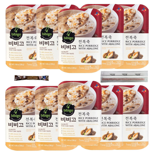CJ BIBIGO Rice Porridge With Abalone , 비비고 전복죽 (180ml x 10 Pack))