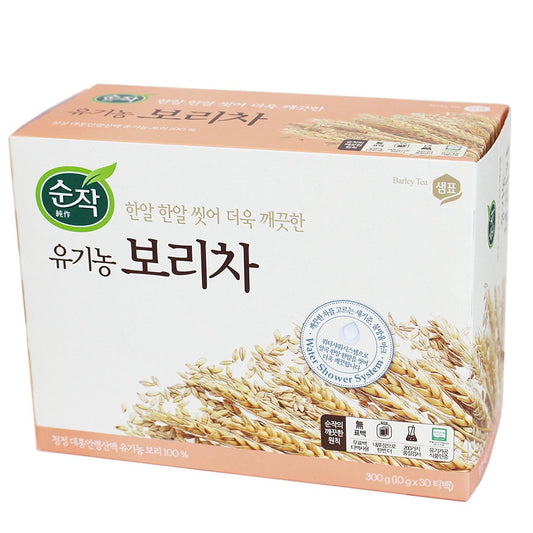 Sempio YuKiNong Barley Tea 30 Tea Bags, 샘표 순작 유기농 보리차 (Net WT: 300g/10.58oz)