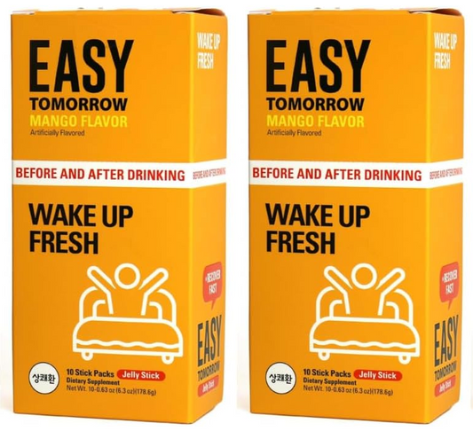 Easy Tomorrow Hangover Relief Jelly Stick, Mango Flavors, 20 Count, Party Recovery Aid, 상쾌한 20 Stick