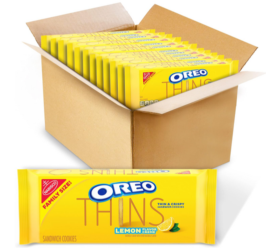 OREO Thins Lemon Creme Sandwich Cookies, Family Size, 12-11.78 oz Packs